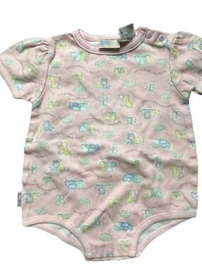 Vintage Baby Girl McBaby Bodysuit Pink Animals Size 6-9 Months